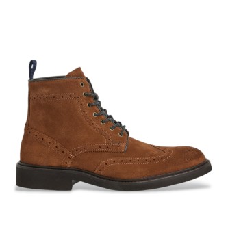 Hackett London para hombre. HMS21312 Botines de Piel Devon marrón (42), Plano, Cordones, Casual