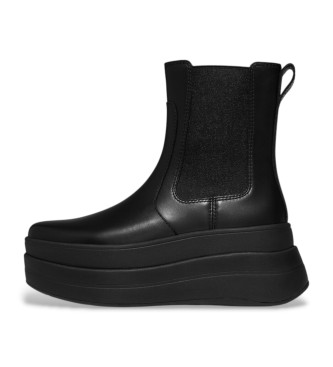 Fitflop para mujer. E2J-090 Botines de Piel F-Mode Stack negro (38), 3 a 5cm, Ninguno, Casual