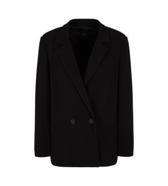 A|X Armani Exchange para mujer. XW000885AF13401UC001 Blazer cruzado con logo bordado negro (L), Casual, Poliéster