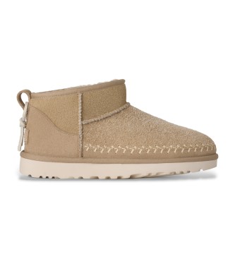 UGG para mujer. 1171538 Botines de Piel Classic Ultra Mini Biarritz marrón claro (39), Plano, Ninguno, Casual