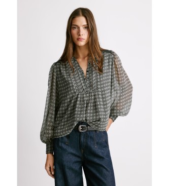 Pepe Jeans para mujer. PL3051251 Blusa Pretty negro (L), Casual, Poliéster, Manga larga