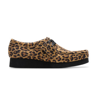 Clarks para mujer. 26184612 Zapatos de piel WallabeeEVOS animalprint (39), Plano, Cordones, Casual, Animal print