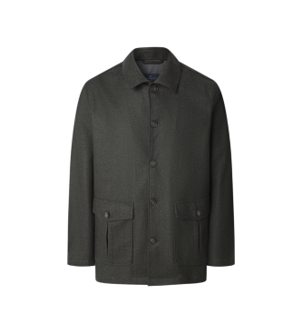 Hackett London para hombre. HM6000005 Sobrecamisa Hbone Flan verde (L), Casual, Algodón