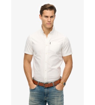Superdry para hombre. M4010944A Camisa Oxford blanco (L), Casual, Algodón, Manga corta