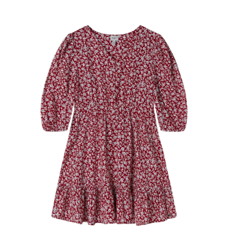 Pepe Jeans para niña. PG951689 Vestido corto Harriet rojo (14Años= 164cm), Casual, Viscosa, Manga larga, moda infantil