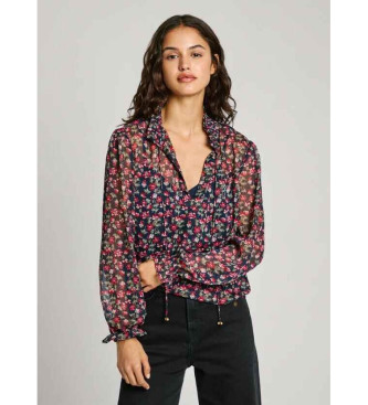 Pepe Jeans para mujer. PL304945 Blusa Octavia marino (S), Casual, Poliéster, Manga larga