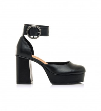 Mustang para mujer. 53127 Sandalias Sindy negro -Altura tacón 9cm- (40), 8 a 10cm, Hebilla, Casual, Fiesta