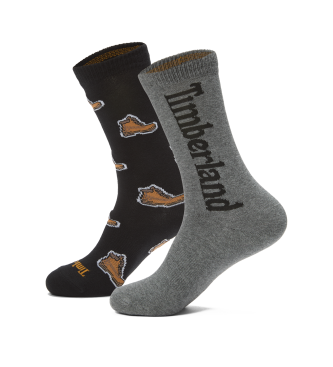 Timberland para hombre. TB0A6BTB0011 Set 2 Pares de Calcetines Print gris, marino (L), Homewear, Algodón