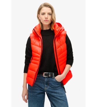 Superdry para mujer. W5011715A Chaleco acolchado con capucha Fuji Quilt coral (S), Casual, Poliéster