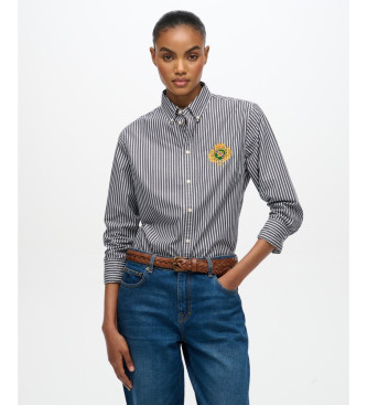 Superdry para mujer. W4010514A Camisa Slim Crest popelina azul (M), Casual, Algodón, Manga larga