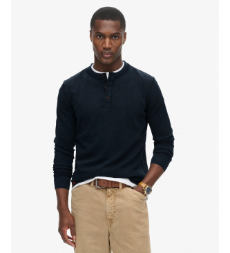 Superdry para hombre. M6010845A Camiseta Vintage Textured Grandad marino (S), Casual, Algodón, Manga larga