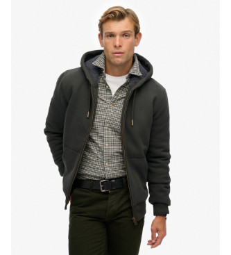 Superdry para hombre. M2014502A Sudadera Borg Lined gris oscuro (L), Casual, Algodón, Manga larga