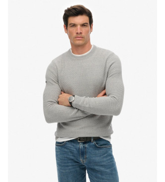 Superdry para hombre. M6110681A Jersey Light Texture gris (M), Casual, Algodón, Manga larga