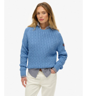 Superdry para mujer. W6110610A Jersey Slouchy Cable Knit azul (L), Casual, Algodón