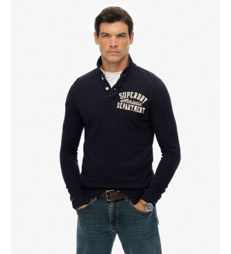 Superdry para hombre. M1110435A Polo Vintage Athletic marino (S), Casual, Algodón, Manga larga