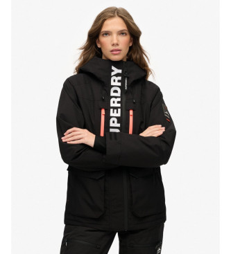 Superdry para mujer. WS110181A Chaqueta Ultimate Freestyle Ski negro (L), Casual, Deportivo, Poliéster, Nieve
