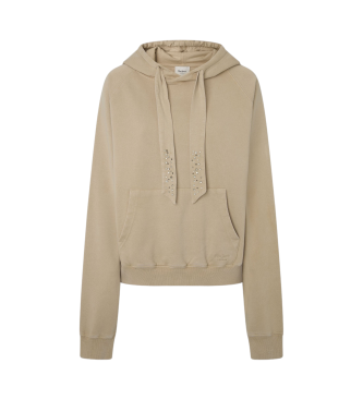 Pepe Jeans para mujer. PL581451 Sudadera Falista Beige (XS), Casual, Algodón Orgánico, Sostenible