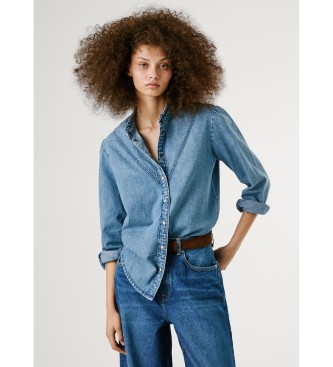 Pepe Jeans para mujer. PL3051203V3 Blusa Regular azul (M), Casual, Algodón, Manga larga