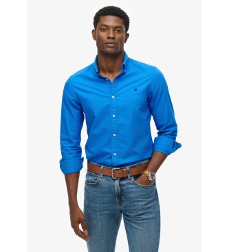 Superdry para hombre. M4011037A Camisa Classic Oxford azul (L), Casual, Algodón, Manga larga