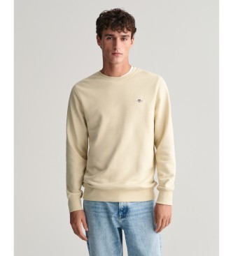 Gant para hombre. 2006065 Sudadera Shield de cuello redondo beige (M), Casual, Algodón, Manga larga