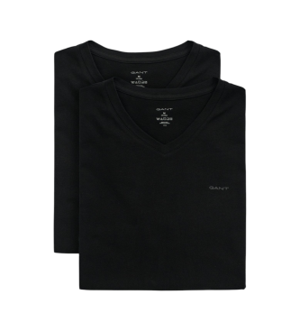 Gant para hombre. 900012018 Set de 2 camisetas de cuello de pico negro (S), Homewear, Algodón, Manga corta