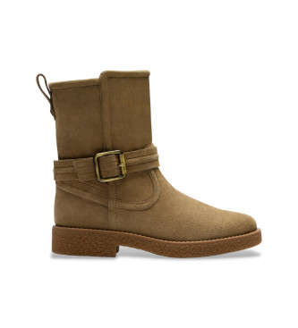 Clarks para mujer. 26182890 Botas de Piel Nella Mid beige (39.5), Plano, 1 a 3cm, Ante, Cremallera, Casual