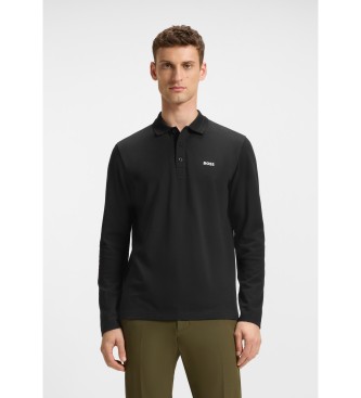 BOSS para hombre. 50536609 Polo de manga larga en piqué de algodón negro (3XL), Casual
