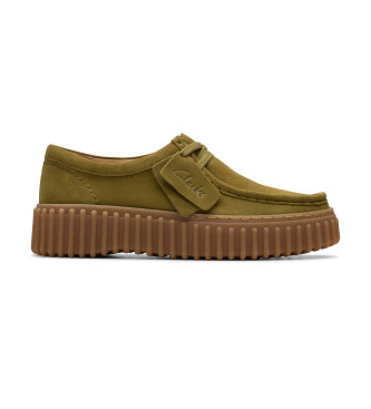 Clarks para mujer. 26184586 Zapatos de piel Torhill Bee verde (41.5), Plano, Cordones, Casual
