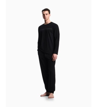 Emporio Armani para hombre. EM000616_AF14978 Pijama Megalogo negro (L), Homewear, Algodón, Manga larga