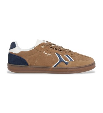 Pepe Jeans para hombre. PMS000009 Zapatillas Ball Mix marrón (41), Piel, Plano, Cordones, Casual