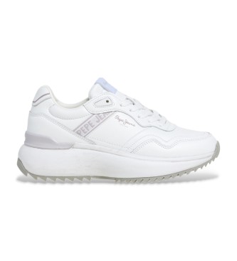 Pepe Jeans para mujer. PLS600026 Zapatillas de piel Kimi Action blanco (37), Plano, Cordones, Casual