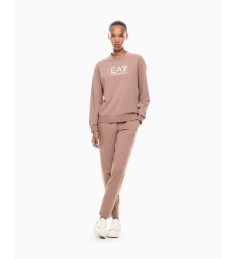 EA7 para mujer. 7W000115_AF13135 Chándal de algodón elástico con logotipo beige (S), Casual, Deportivo, Multideporte, Manga larga