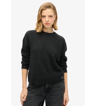 Superdry para mujer. W6110567A Jersey de cuello redondo Essential negro (XL), Casual, Poliéster