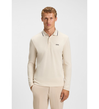 BOSS para hombre. 50536609 Polo Plisy blanco (L), Beige, Casual, Algodón, Manga larga