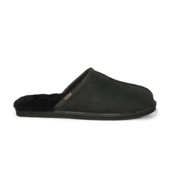 Superdry para hombre. MF110276A Pantuflas sin talón de ante negro (42/43), Piel, Plano, Ninguno, Homewear