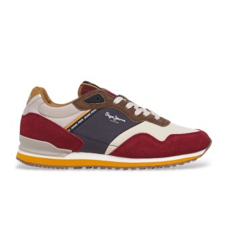 Pepe Jeans para hombre. PMS40036 Zapatillas de piel London Link multicolor (42), Plano, Ante, Cordones, Casual