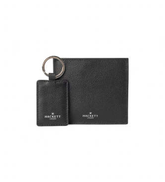 Hackett London para hombre. HM012655 Set de regalo cartera y llavero negro (OSFA), Casual, Piel