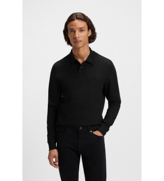 BOSS para hombre. 50527525 Polo Interlock negro (4XL), Casual, Algodón, Manga larga