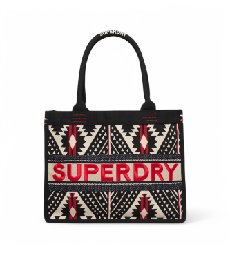Superdry para mujer. W9110411A Bolso tote bordado Luxe negro (OSFA), Casual, Sintético
