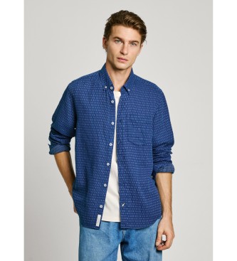 Pepe Jeans para hombre. PM308859 Camisa Albar azul (M), Casual, Algodón, Manga larga