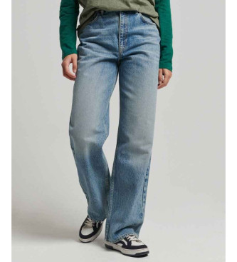 Superdry för kvinnor. W7010800A Blå jeans med vida ben (32/30), Casual, Denim, Ekologisk bomull, Hållbar
