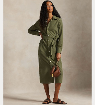 Polo Ralph Lauren Vestido camisero de algodón y lino verde