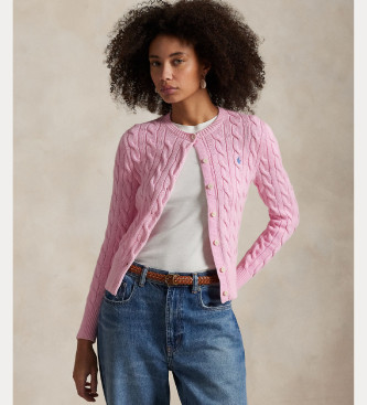 Polo Ralph Lauren Cárdigan de algodón en punto de ochos rosa