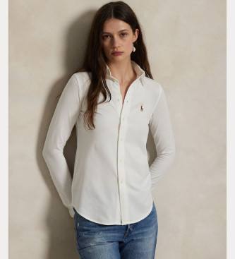 Polo Ralph Lauren para mujer. 211664427003 Camisa oxford Slim Fit punto de algodón blanco (L), Casual, Manga larga