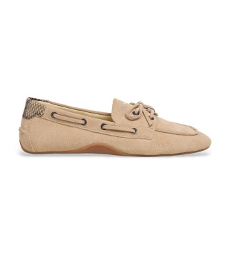 Pepe Jeans para mujer. PLS100010 Zapatos de Piel Noa Star beige (37), Marrón, Plano, Ante, Cordones, Casual