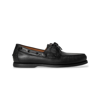 Polo Ralph Lauren Homem Preto Para 803P07643001 Sapatos De Barco Merton Em Pele Envernizada Preta (42), Couro, Plano, Cordão, Casual, Clás