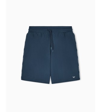Emporio Armani Bermudas de estar por casa en punto con cinta con logotipo marino