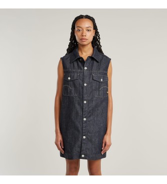 G-Star för kvinnor. D26352-D301-001 Oversized klänning blå (M), Casual, Denim, Ärmlös / Hängselbyxor, Ekologisk bomull, Hållbar