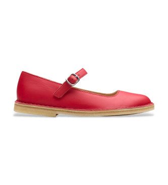 Clarks para mujer. 26180675 Zapatos de Piel Desert Jane rojo (40), Plano, Hebilla, Casual
