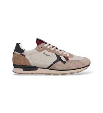 Pepe Jeans para hombre. PMS400005 Zapatillas Brit Flyer beige (43), Marrón, Plano, Cordones, Casual